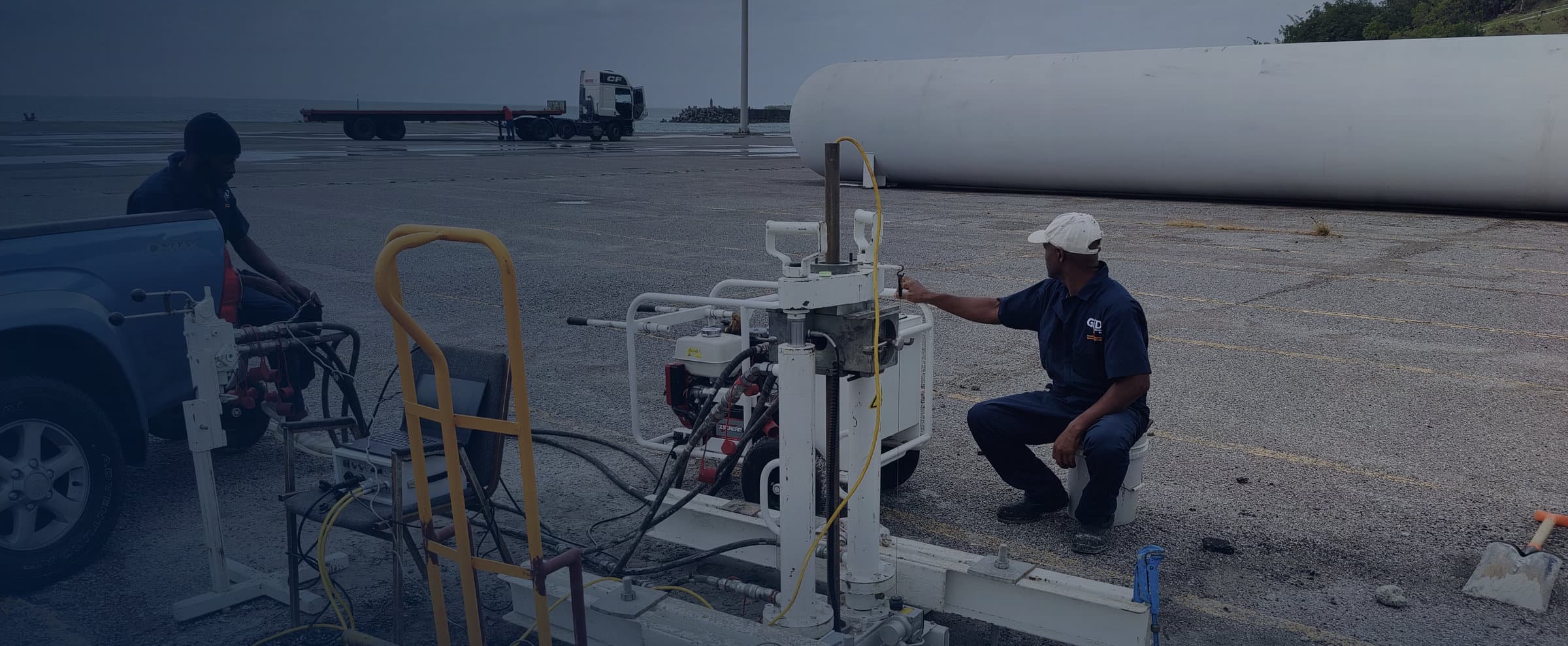 GID Services field technicians operating a CPT rig on site in Saint Lucia