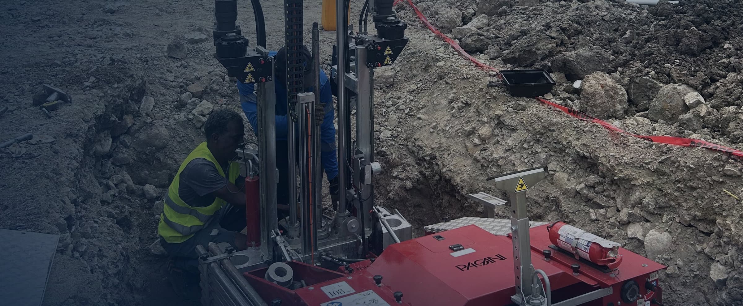 GID Services technician operating a DPSH tracked rig on an airport runway