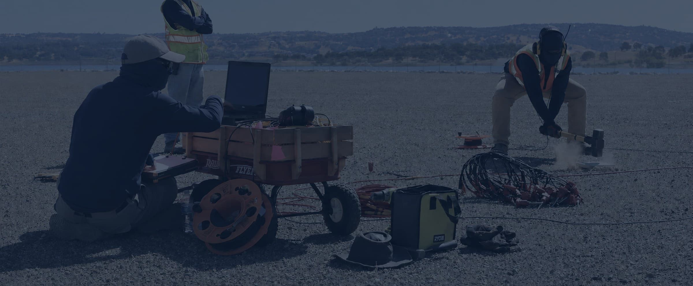GID Services crew conducting a MASW seismic survey in the field